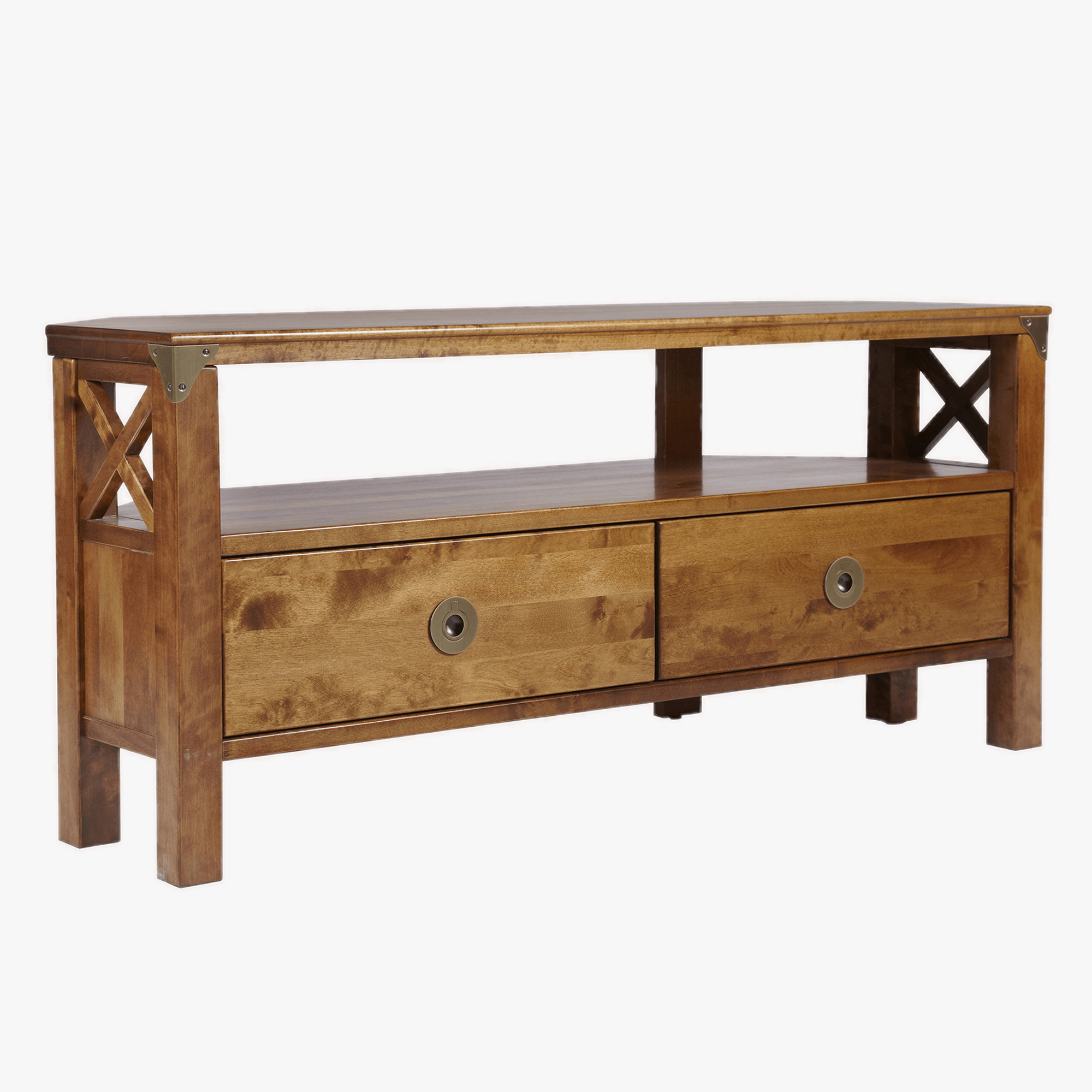 ъглов ТВ шкаф Балморал 2 чекмеджета цвят мед H50 W110 D40 cm	